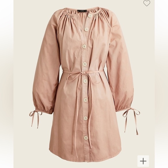 J. Crew Tie-Sleeve Button Front Dress in Cotton Poplin - Picture 2 of 14